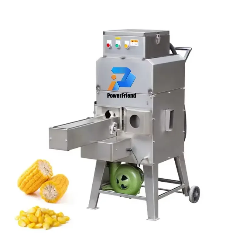 Powerfriend Stainless Steel Frozen Food Industry Sweet Corn Maize Sheller with Conveyor 2.2kw Corn Threshing