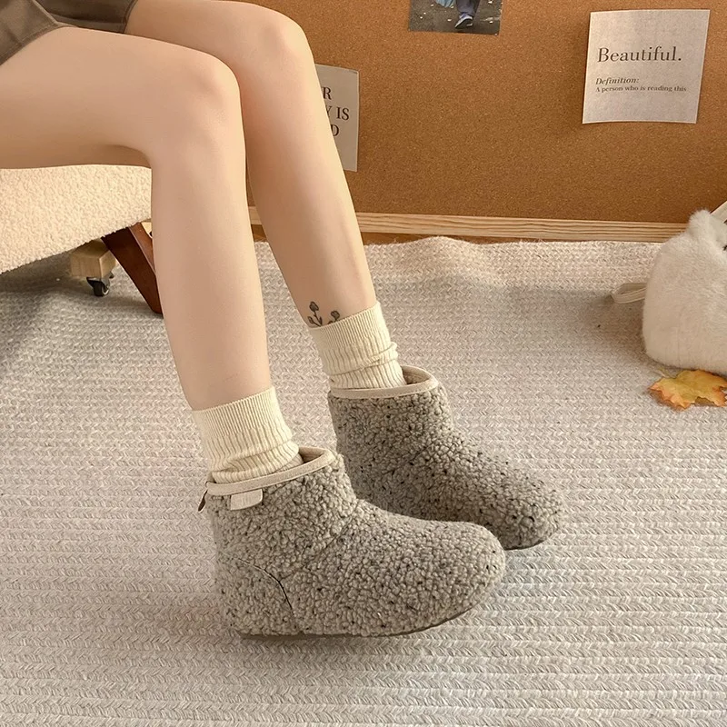 2025 حذاء بوت بطول الكاحل تتجه الأحذية للنساء الصوف لفة النساء أحذية الثلوج الإناث الثلوج الأحذية ليوبارد طباعة الشتاء الأحذية الدافئة 2639 #3