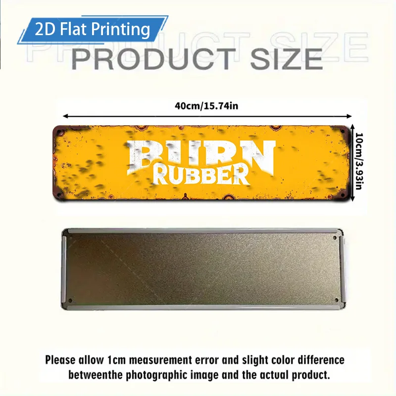 1 قطعة علامة معدنية ، 4x16 بوصة "علامة معدنية عتيقة "مطاط حرق" لديكور المرآب ، فن جداري على الطراز الريفي"