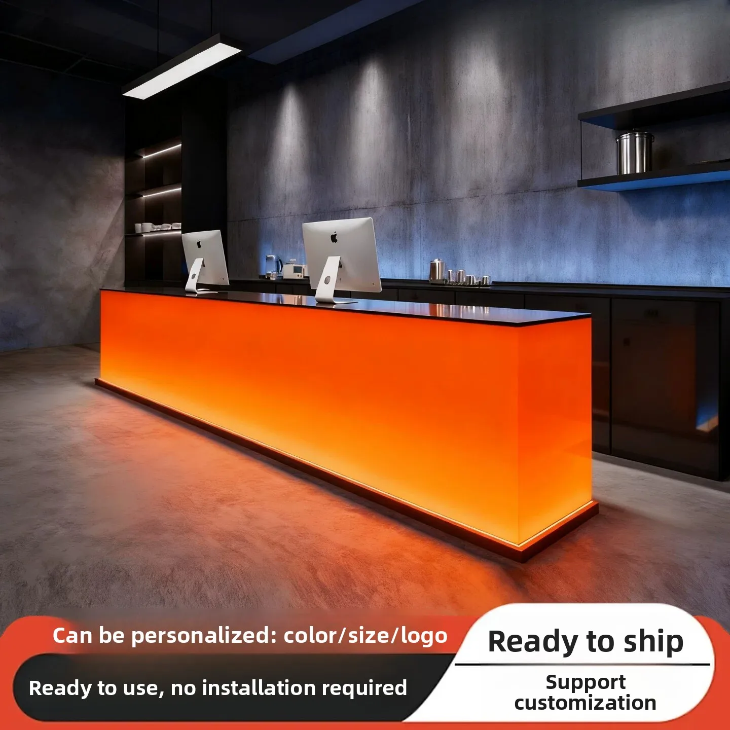 Simple modern gradual change acrylic reception desk hotel checkout page beauty salon light luxury counter