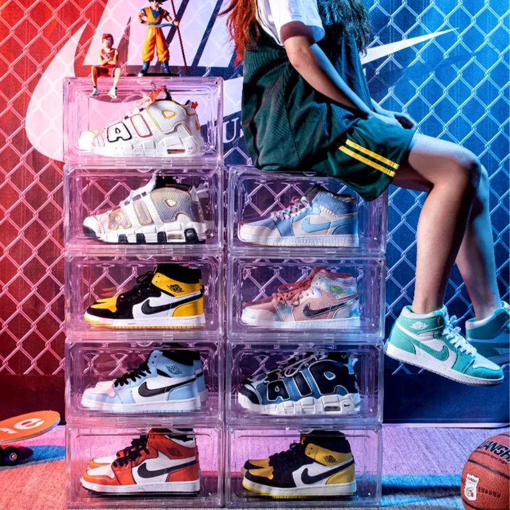 Thickened Transparent Storage Box Acrylic Shoe Box with Magnetic Flip Cover Dustproof Storage Box Multi-Layer Stackable Shoe Box
