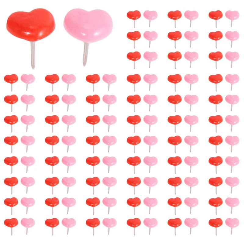 200 alfinetes de coração dos pces, tachas vermelhas dos polegares dos tabuletas, tachas de parede bonito rosa decorativas para a casa e o escritório da placa de cortiça
