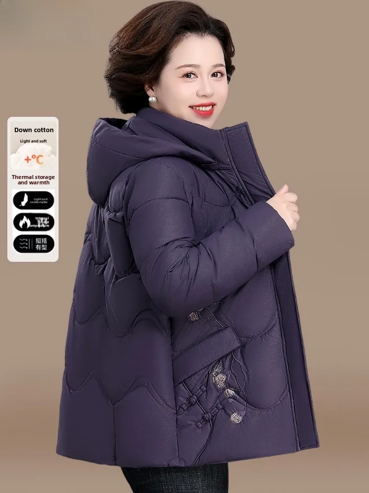 

Thiened down Cotton Jaet Women's Winter Coat Warm Hooded Faionable Straight Cut Polyester Fiber Cardigan Sle Coat