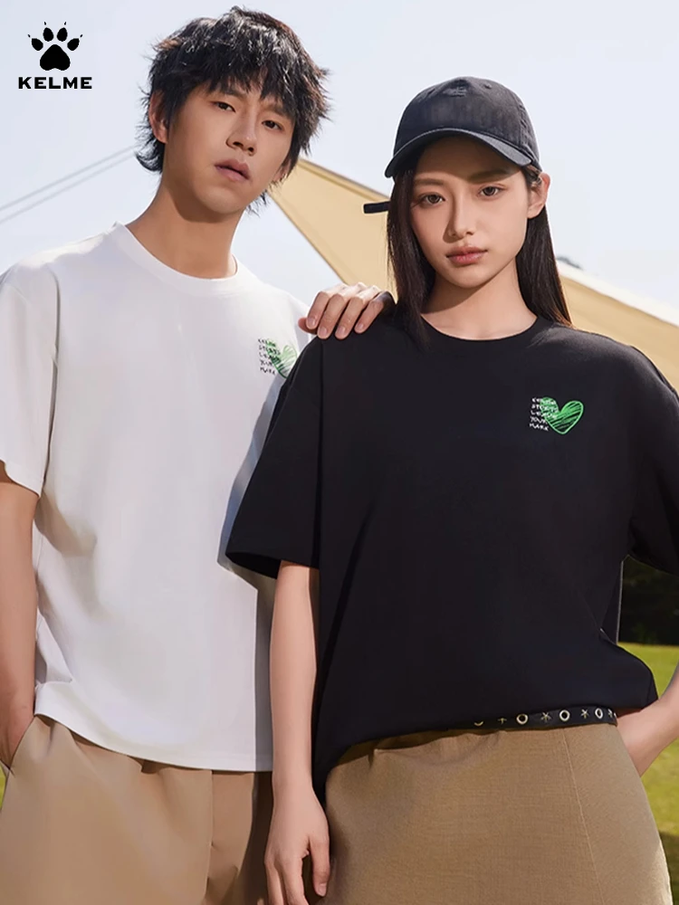 

Kelme Men's And Women's Short-sleeved T-shirts All-match Solid Color Couple Casual Tops Outdoor Sports Running Yoga Short-sleeve