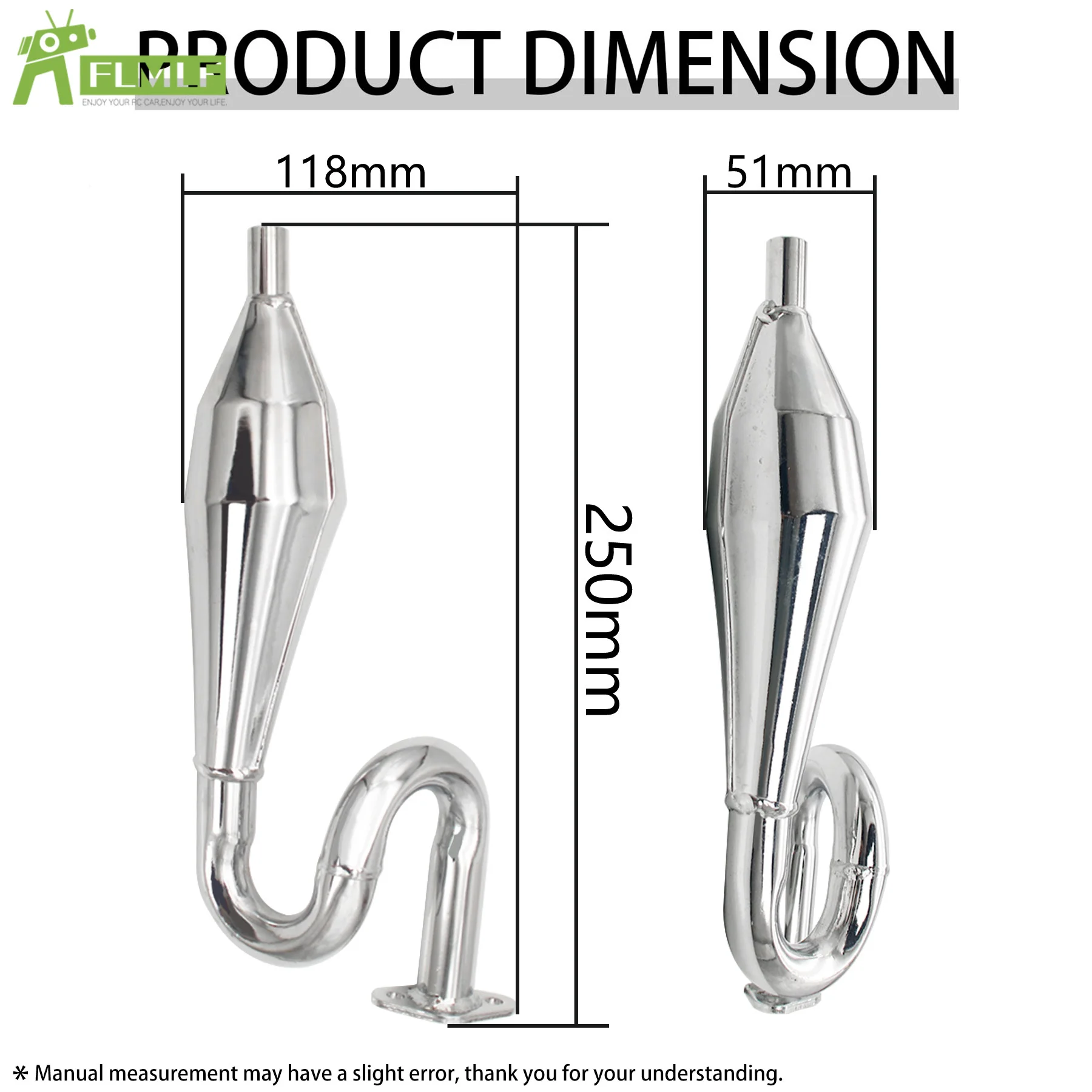 Metal Exhaust Pipe for 1/5 FS Racing MCD FG CEN REELY Buggy Truggy MT SC Truck Parts
