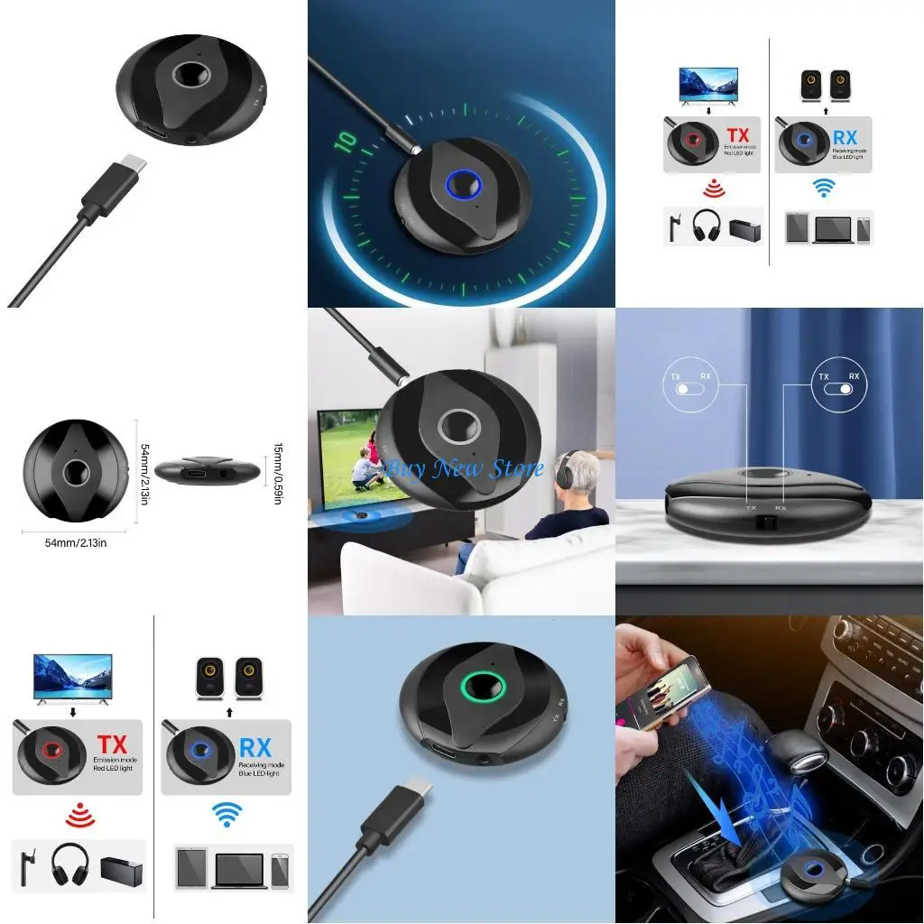 

20CE 3.5 Aux Adapter BT5.4 Auditory Receiver and Transmitter Combo for Car Auditory Connection