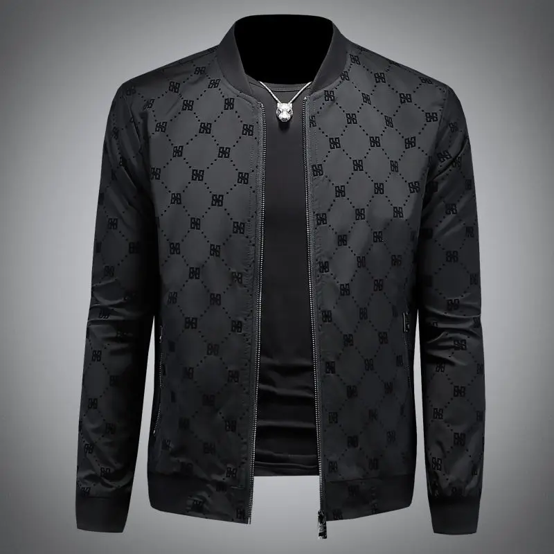 

Мужское осеннее мужское пальто, новая весенне-осенняя куртка, мужская трендовая универсальная бейсбольная куртка в стиле ретро с черным принтом, топ
