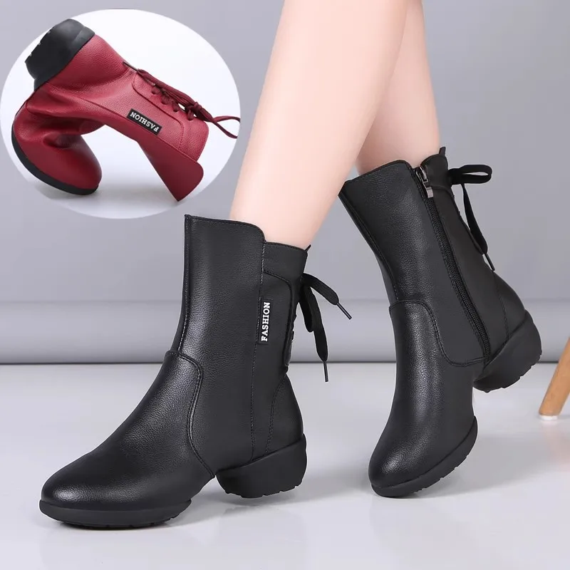 2025秋冬-レディース-ダンス-モダンバレエシューズ-ソフトボトム-ソフトフェイス-ダンスシューズ-ファッション-女性用ダンスブーツ