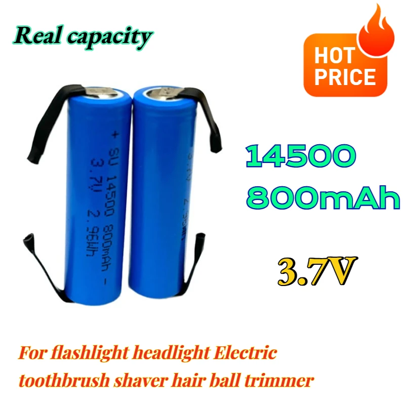 

3.7V 800mAh 14500 Battery Lithium Rechargeable Batteries ICR14500 Welded Joint Li-ion Cells for Flashlight Headlight AA Battery