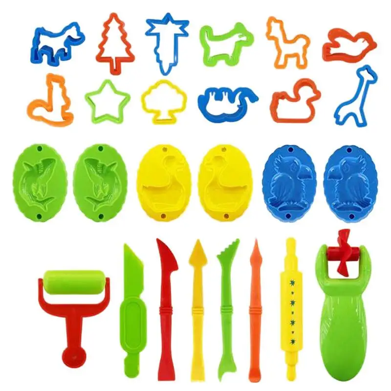 Dough Toy Set 3D Plasticine Tool Set DIY Dough Model Tool Clay Cutters Molds Deluxe Set Learning Educational Toys For Kids