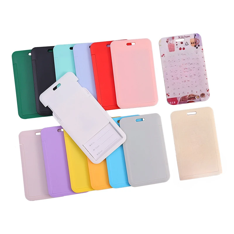 1PC Sliding Card Cover ID Name Badge Holder Pass Bus Work Card Cover Chest Pocket Students Card Holder Badge For Office