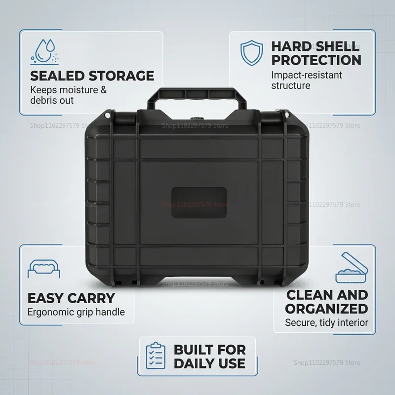 Waterproof Shockproof Pressure Reducing Dustproof Portable Hard Tool Box With PreCut Foam Storage For HomeOutdoor Garage Storage