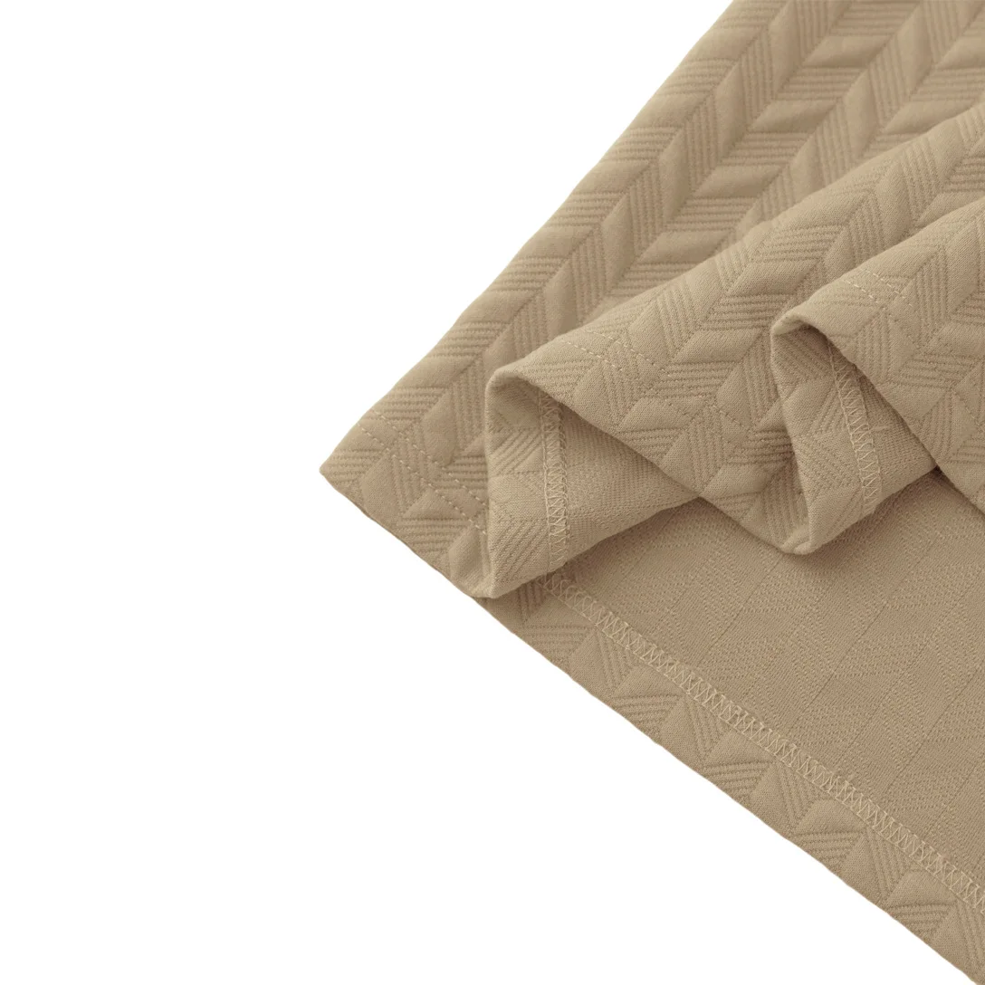 Kemeja Polo Jacquard Warna Polos Pria Kemeja Musim Panas Poliester Anti Kerut Penyerap Kelembapan Kasual Slim Fit Lengan Pendek