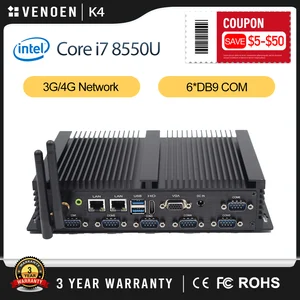Fanless Industrial Core i7 8550U Mini PC HDMI VGA RS232 RS485 COM I225-V 2.5G ETHERNETDESKTOP Computadora delgada Windows 10 Pro Vesa 10 mejores ventas I7 8550U Procesador - №3