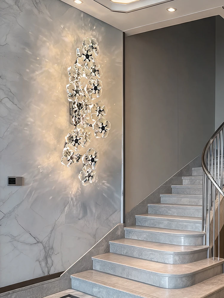 Luxury Crystal Wall Lamp Modern Sconce Light High‑end Villa Living Room Background Wall Hallway Aisle Corridor Decorative Wall S