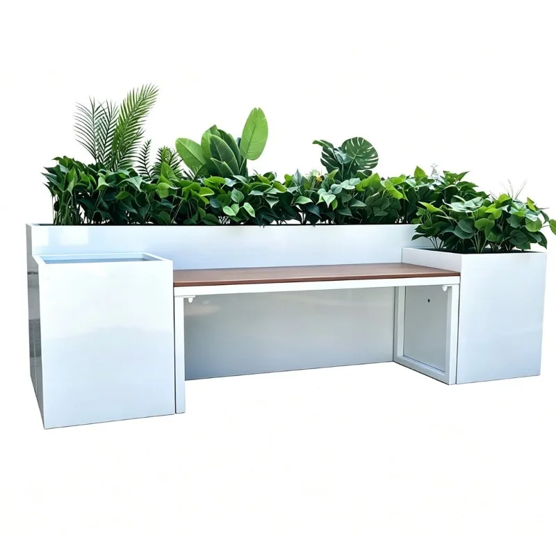 Custom Metal Bench Planter Rack, Partition Flower Trough for Mall Outdoor Area
