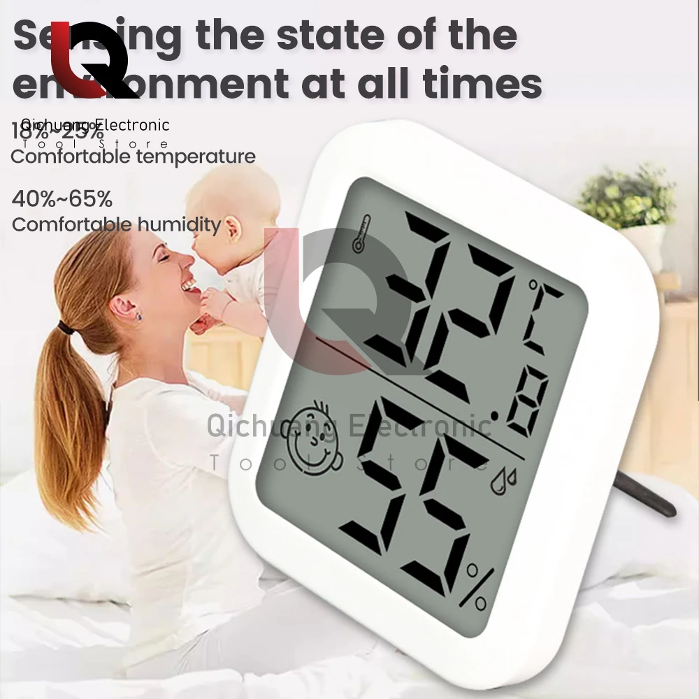 1 Stück Digital Temperatur Hygrometer hohe Präzision LCD Digital Thermometer mit Metallst änder tragbare Heim zubehör Weiß