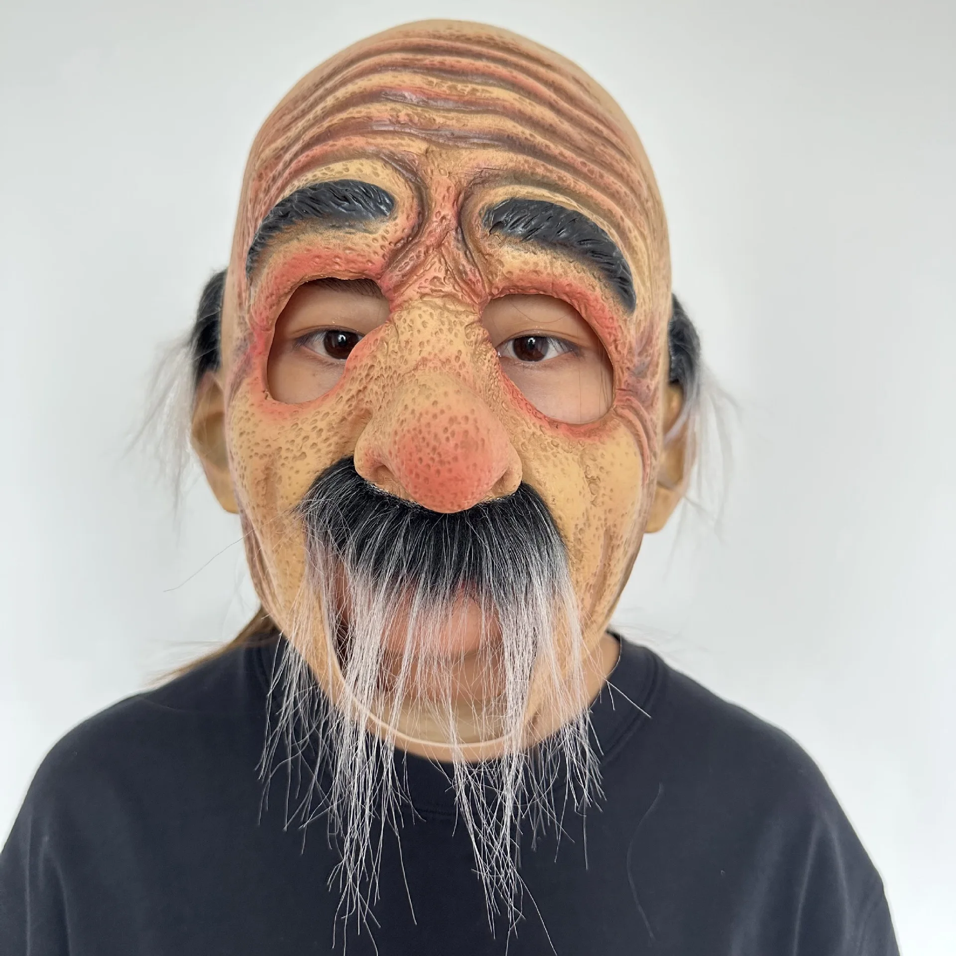 Maska Palącego Starszego Mężczyzny Pełna Maska na Całą Głowę Halloweenowa Impreza Maskaradowa Kostium Cosplay Rekwizyty Śmieszne Akcesoria do Psikusów