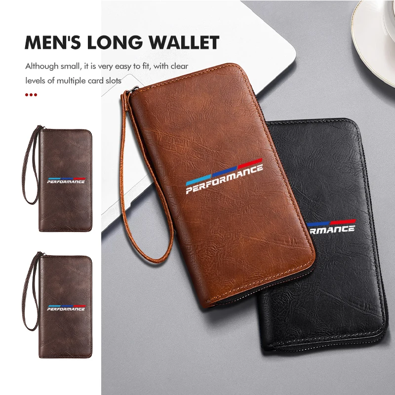 Long Men Zipper Hasp Wallet Phone Bag Card Holder Coin Pocket For BMW 1 3 5 Series G30 G32 G38 2021 2020 2019 2018 E46 E91