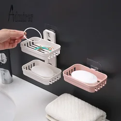 Punch-free Double-layer  Sponge Soap Holder Toilet Drain Creative Wall-mounted Bathroom Shelf Headband Storage Multipurpose