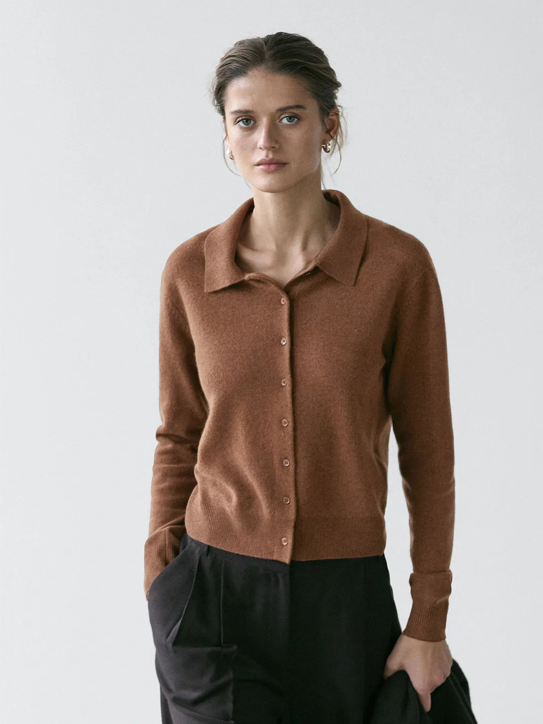 

Женский вязаный кардиган с длинными рукавами и открытым передом, повседневный, весенний, новый, мягкий, коричневый, для работы, стандартный крой, вязаный