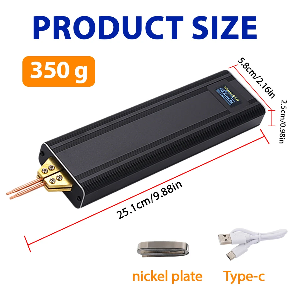 Portable Handheld Spot Welder Color LCD 80 Gear 800A 3000mAh Type C For 18650 Lithium Battery Nickel Strip DIY Welding Repair