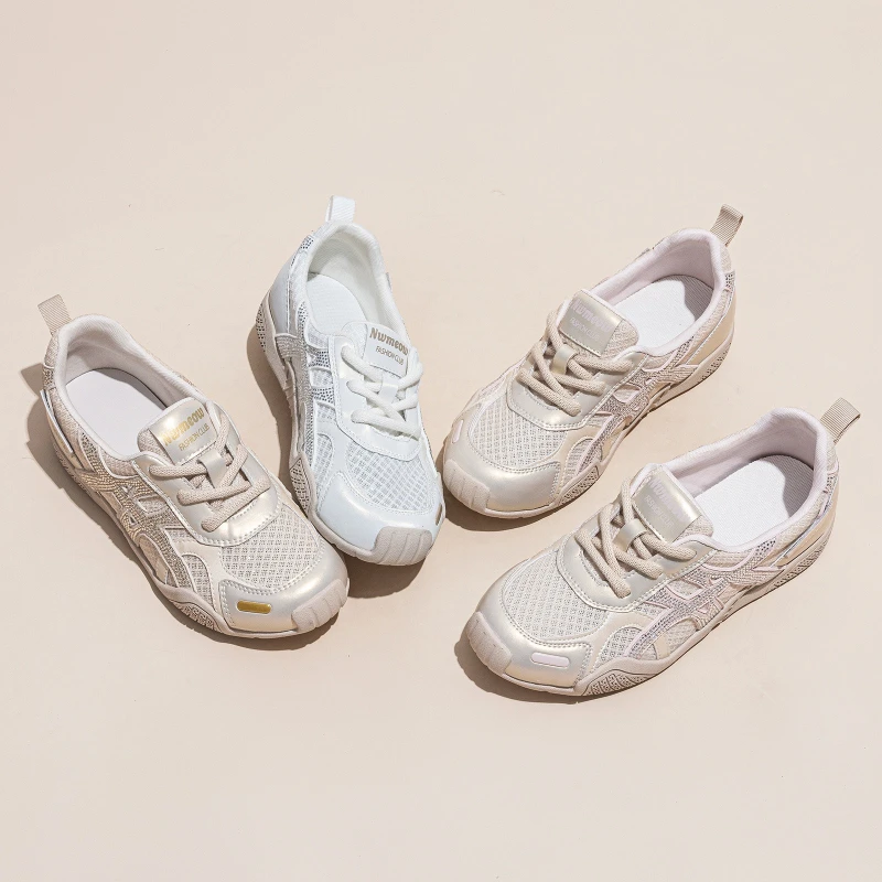 

CICIYANG 2026 New Women's Casual Sneakers Breathable Mesh Training Shoes Female Plus Size Spring Student Shoes Lace-up Flats