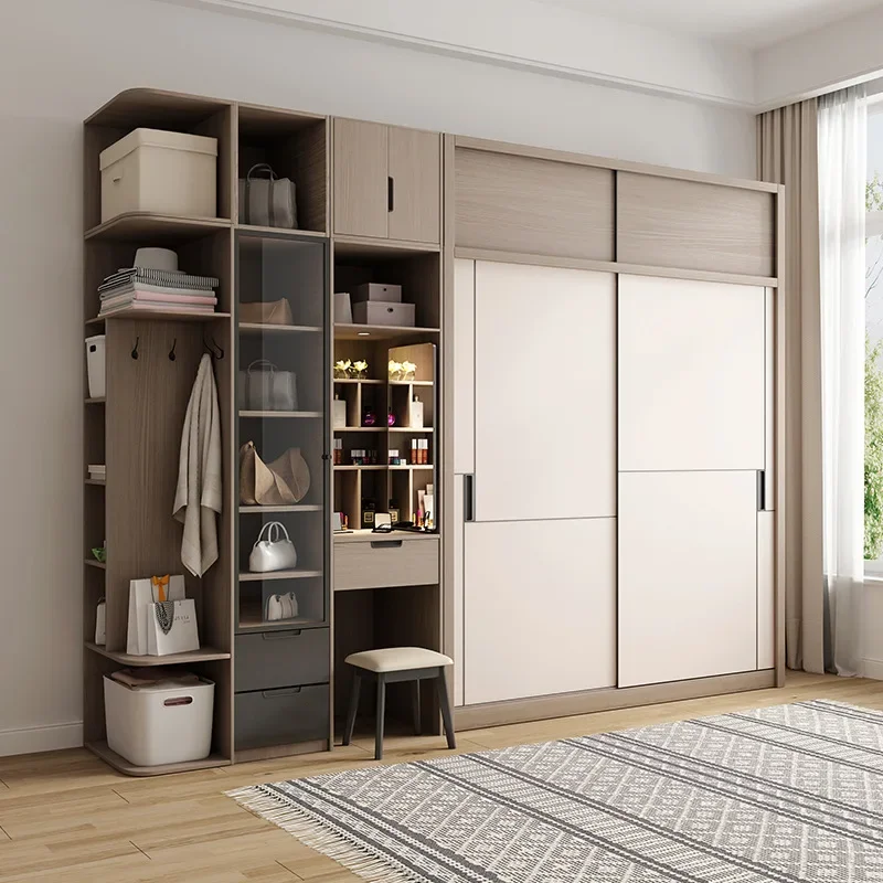 Muyue bedroom wardrobe modern simple plate combination wardrobe two doors three doors sliding door large wardrobe