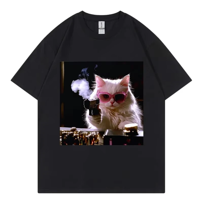 Glam Mafia Cat Funny Meme Graphic T Shirts High Street Fashion Trend Short Sleeve T-shirts Summer Casual ComfoT-shirt