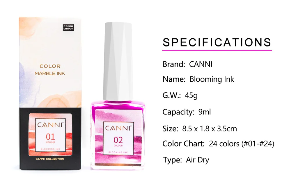 CANNI Silber Golden Pink Rose Blooming Liquid Air Dry Nail Art Design Venalisa Wasserfarbe Tinte Raucheffekt Malerei Nagellack – Detail 2