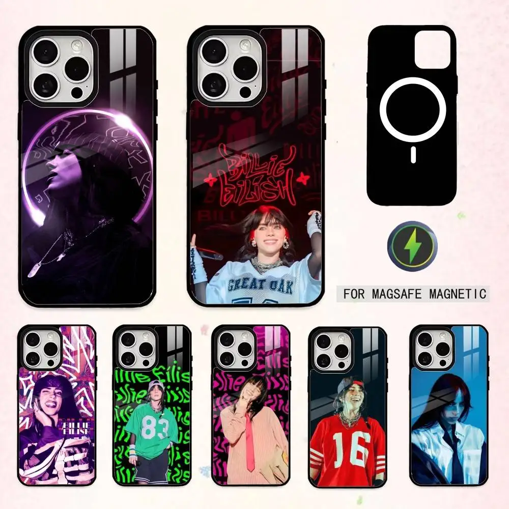

B-Billie B-BLUE Eilish S-singer Phone Case For iPhone17,16,15,14,13,12,11 Plus,Pro Max Magnetic For Magsafe Wireless Charging