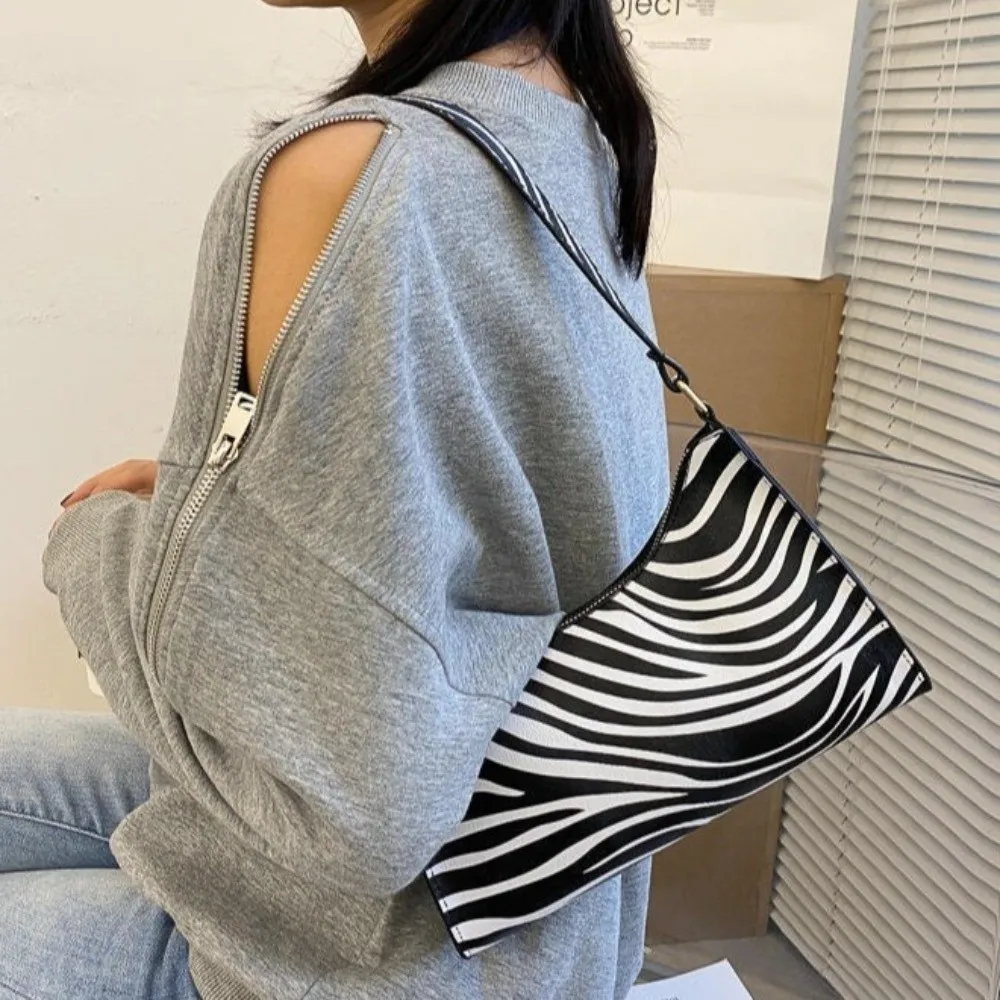 

New PU Leather Leopard Shoulder Bags Durable Soft Underarm Handbags High Quality Convenient Cow Pattern Armpit Purse Work
