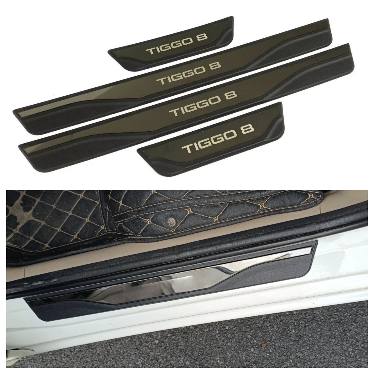 For Chery Tiggo 8 2027-2018 Interior Moldings Door Sill Cover Pedal Threshold Protector Sticker ABS Steel Anti-Scratch Auto Part 2