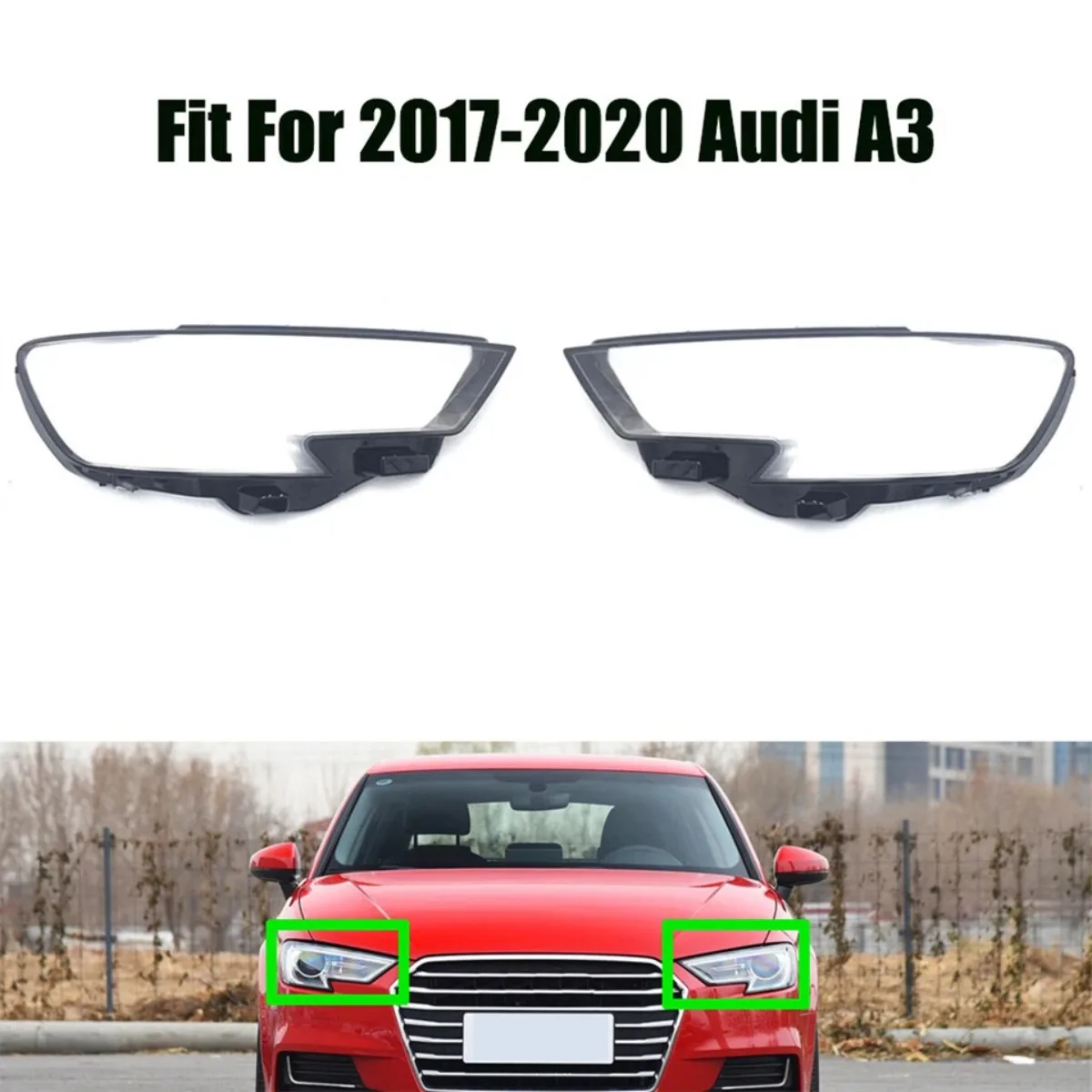 Left/Right Car Headlights Lens Cover Transparent Lampshade Clear Headlights Shell For Audi A3 S3 2017 2018 2019 2020