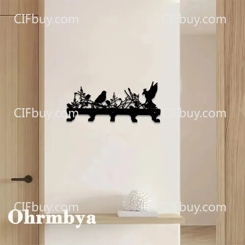 CIFBUY Birds On Tree Branches Metal Wall Art, Black Silhouette Iron Wall Decor For Bedroom Living Room Farmhouse