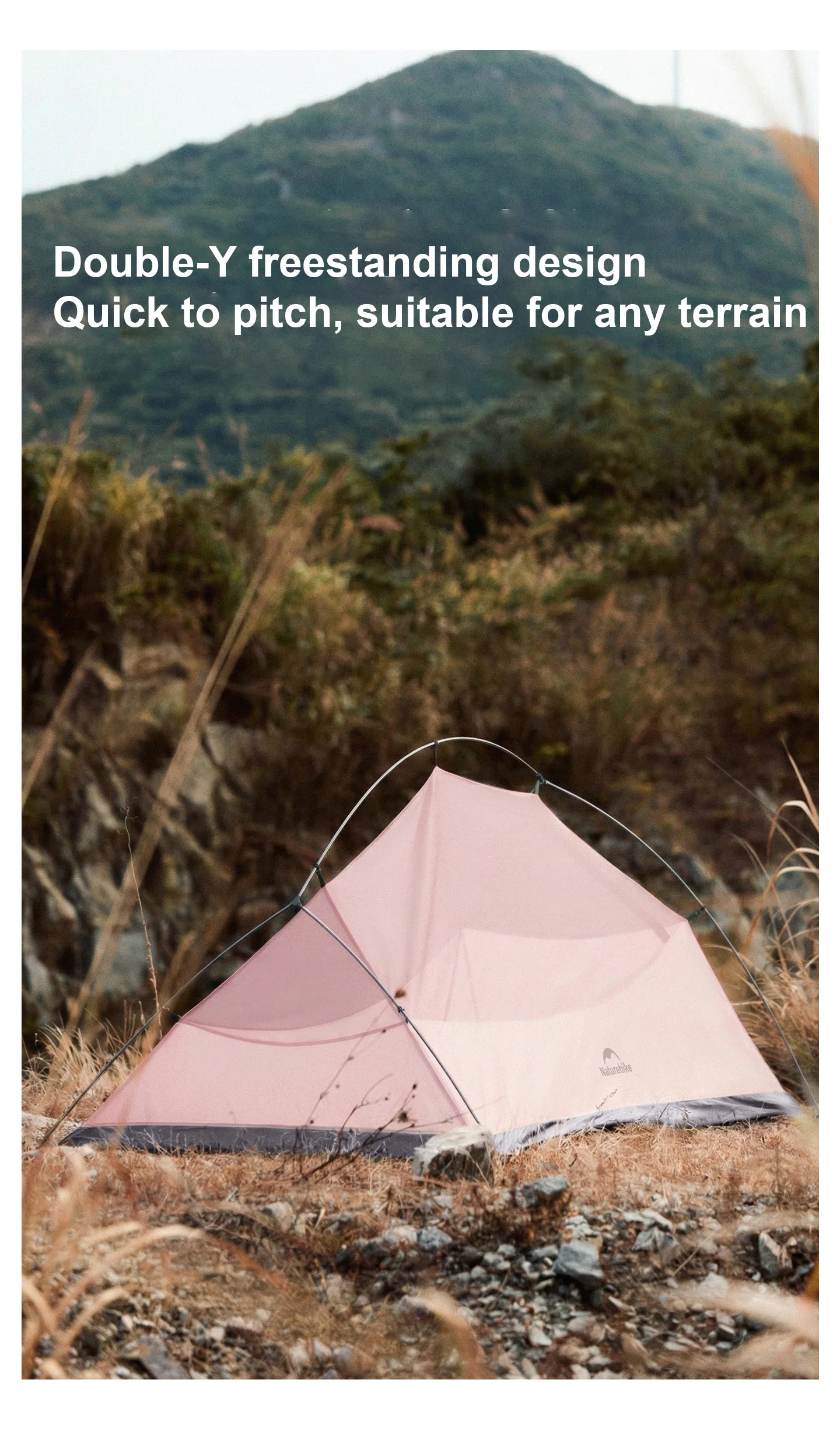 Naturehike 2026 Neues Wanderzelt Wasserdichtes Großes Vorzelt Rosa Zelt Reise 1-2 Personen Ultraleichtes Tragbares Campingzelt – Detail 8