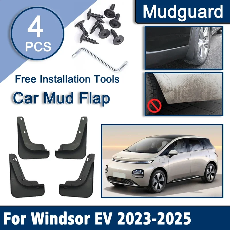 

Car Mudguards For Wuling Cloud EV MG Windsor EV Baojun Yunduo EQ100 2023-2025 Car Splash Guard Mudflaps 4PCS Soft Rubber Fenders