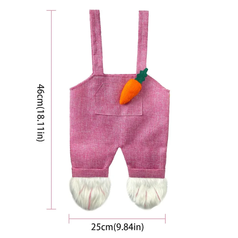 

Cute Design Rabbit Storage Bag Overalls Shape Shaped Storage Easter Candy Bag Party Favor Bunny Design Festive Pouch