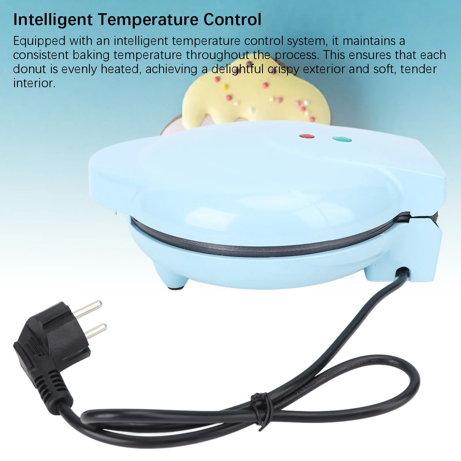 Машина для изготовления пончиков с 7 отверстиями, быстрый нагрев, умный контроль температуры, антипригарная электрическая машина для изготовления пончиков для домашней выпечки