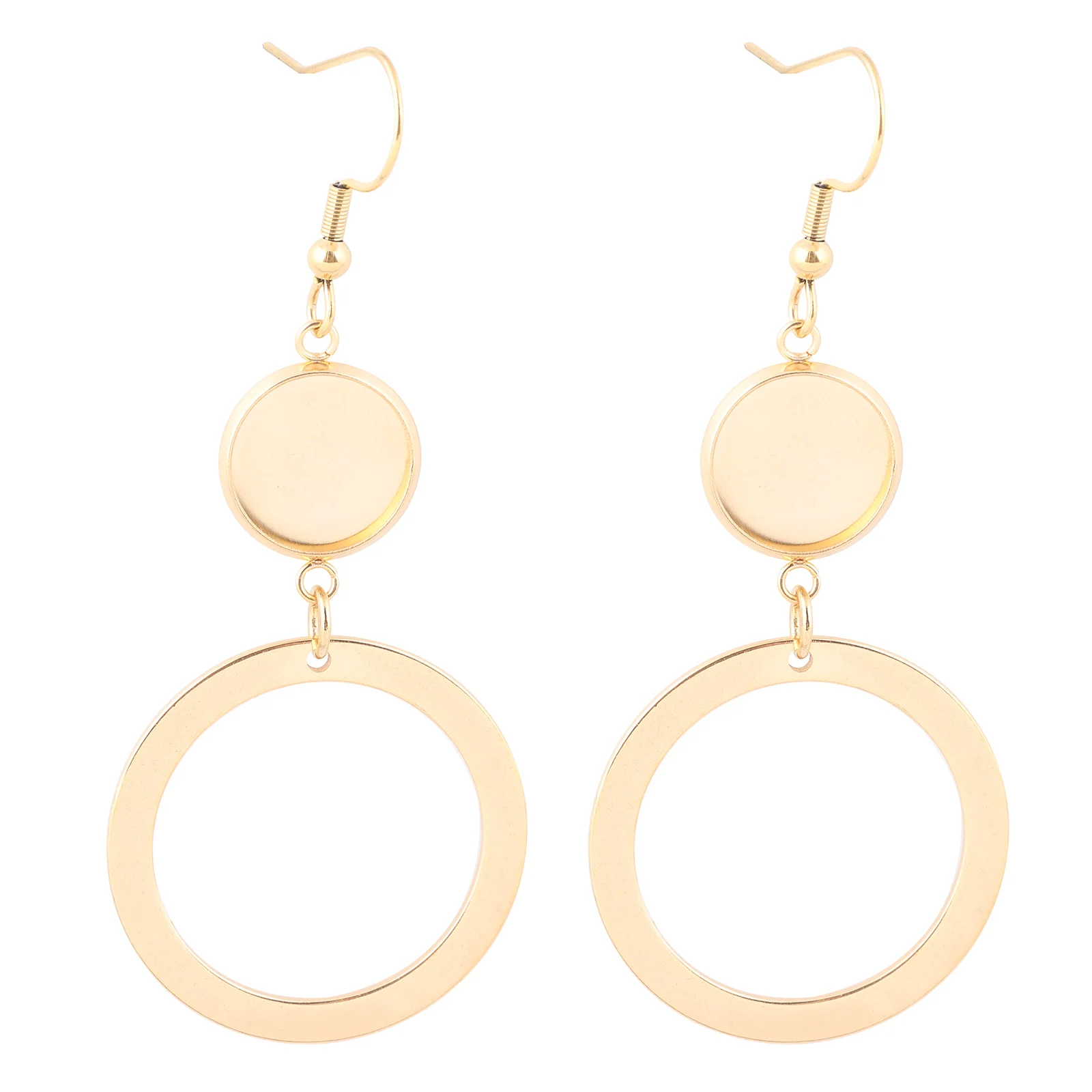 6 sztuk ze stali nierdzewnej pozłacane Fit 12mm Cabochon kolczyk baza Blanks z Hoop Charms Diy w pełnej oprawie do tworzenia biżuterii