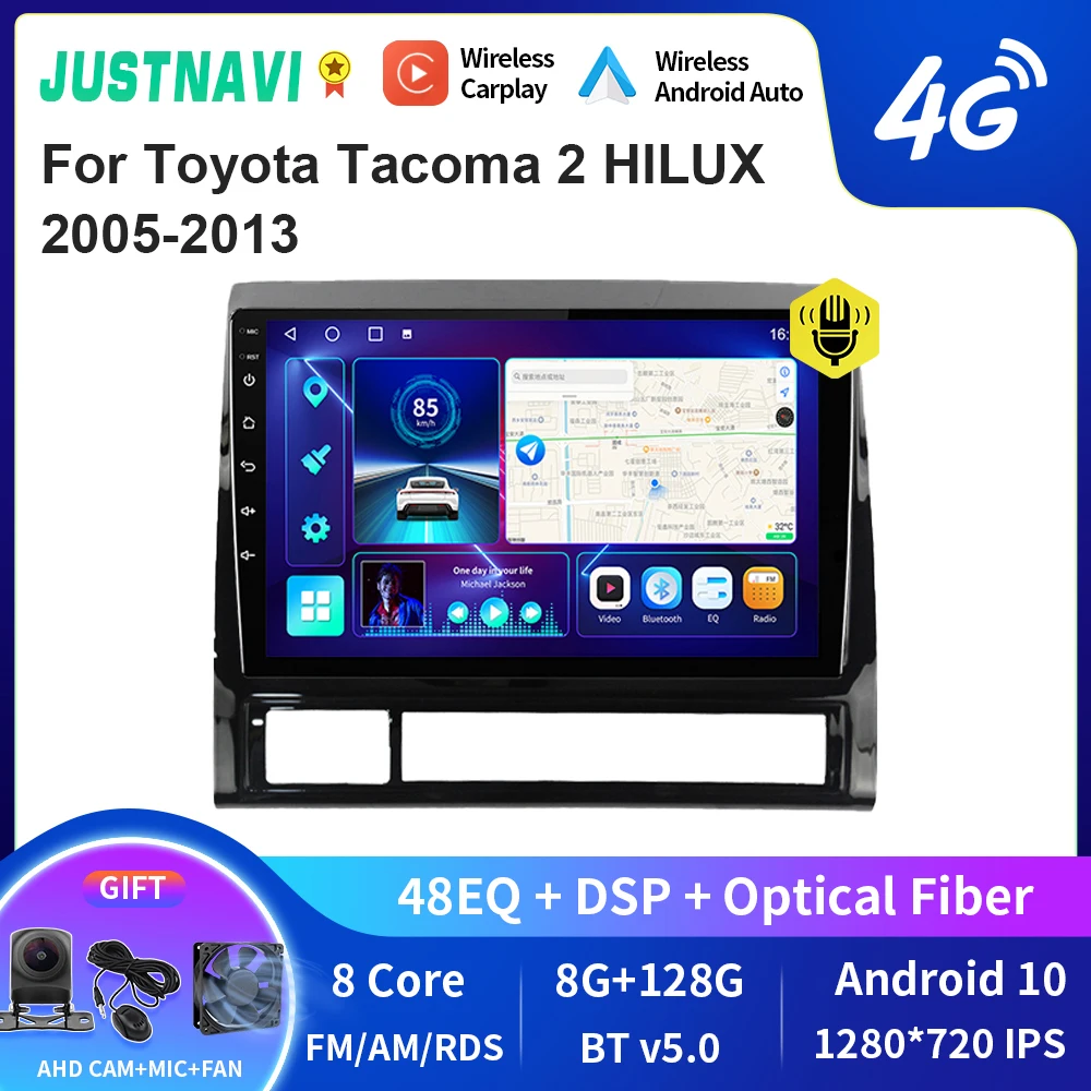 

JUSTNAVI QT10 Android 10.0 Car Radio Player GPS Stereo For Toyota Tacoma 2 HILUX 2005-2013 Navi Head Unit DSP RDS Wifi BT No DVD