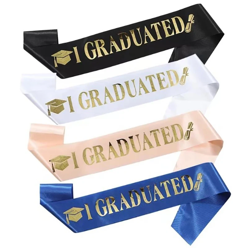 Black Gold Graduation Sash Belts Booth Props Congrate Grad Ribbon Shoulder Straps Party Supply For Graduate Decorations