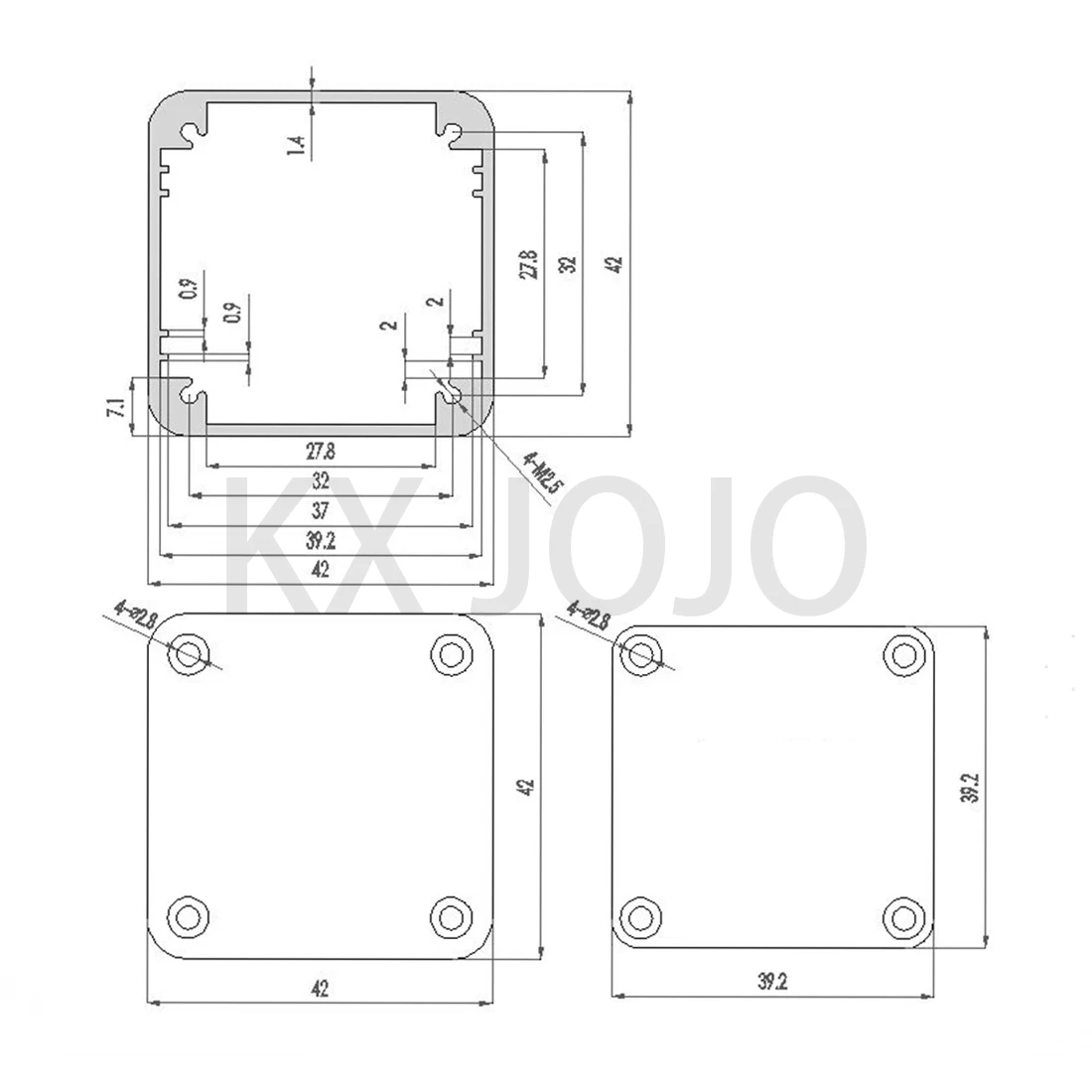 Special Link Aluminum Box According to customer 42*42*150mm 20pcs Black+90*74*150mm 20pcs Black