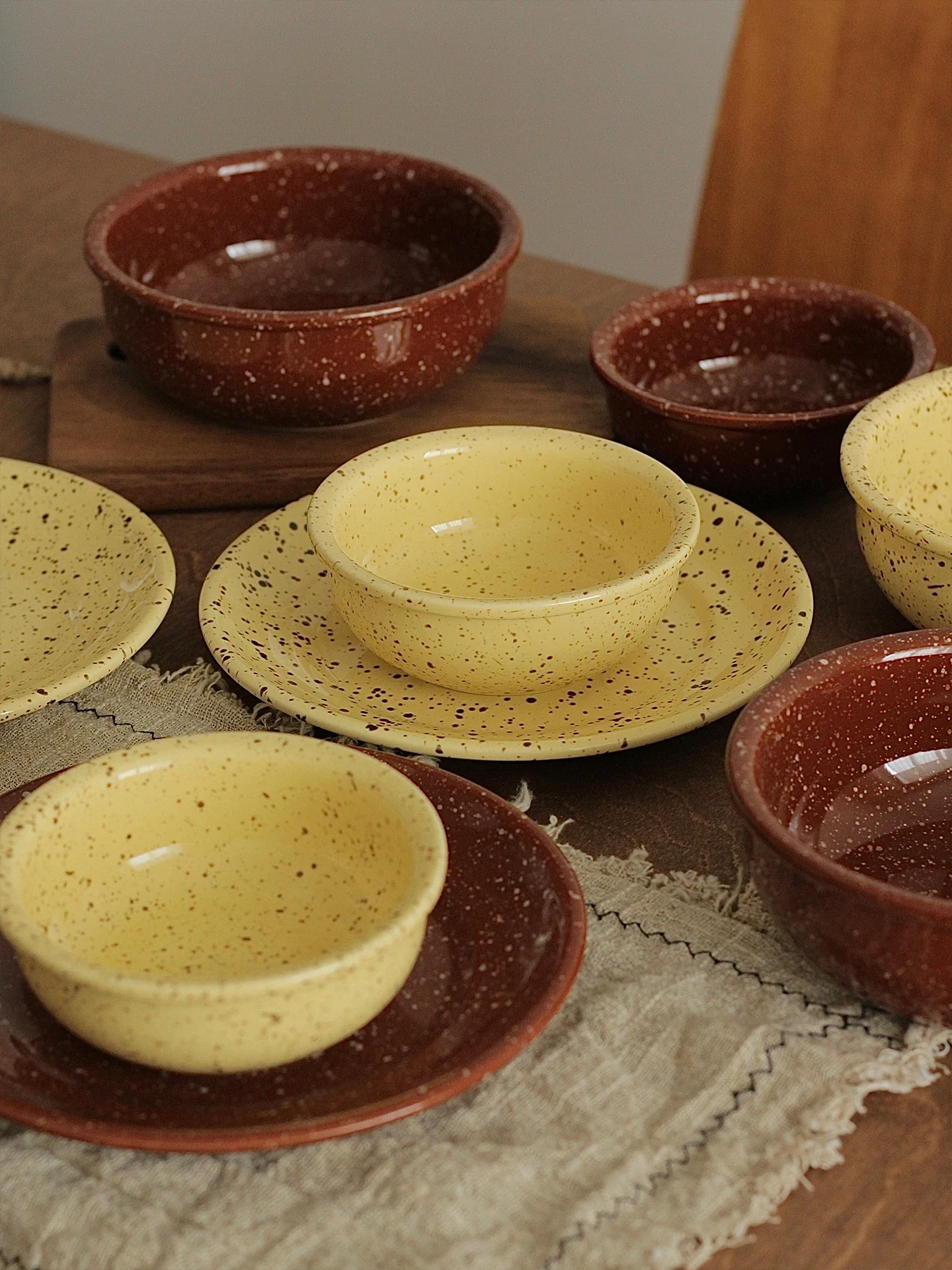 Korean Style Underglaze Ceramic Bowl Splashed Ink Design Fruit Salad Yogurt Soup Bowl Retro Style Dining Utensils China Made