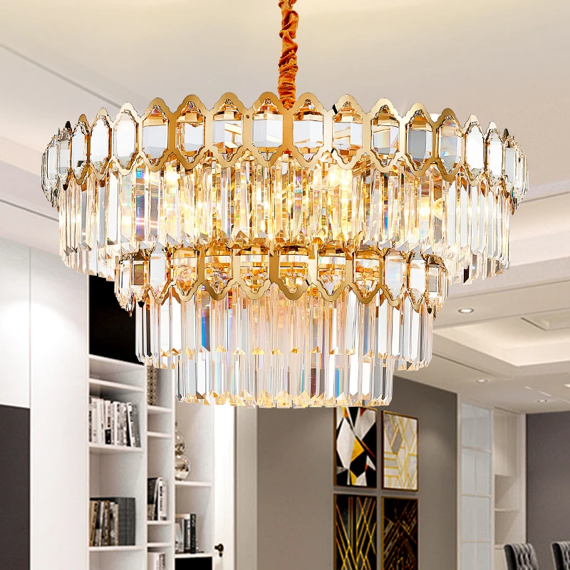 2022 Latest Design Modern Hotel Indoor Art Deco Large Big Pendant Lamp Gold Luxury Crystal Chandelier Light for Home Dining Room