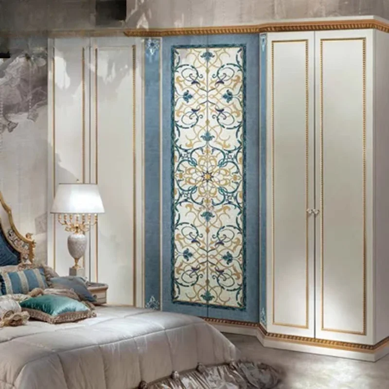 

European solid wood wardrobe, bedroom storage, French luxury parquet storage, large wardrobe