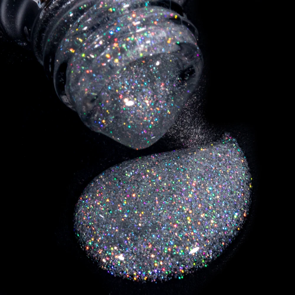 Kodies เจลเคลือบเงาด้วยเลเซอร์, ยาทาเล็บแบบไม่เช็ดเจลประกายแวววาว15มล. ประกายแวววาวเคลือบเล็บสีรุ้งกึ่งถาวร