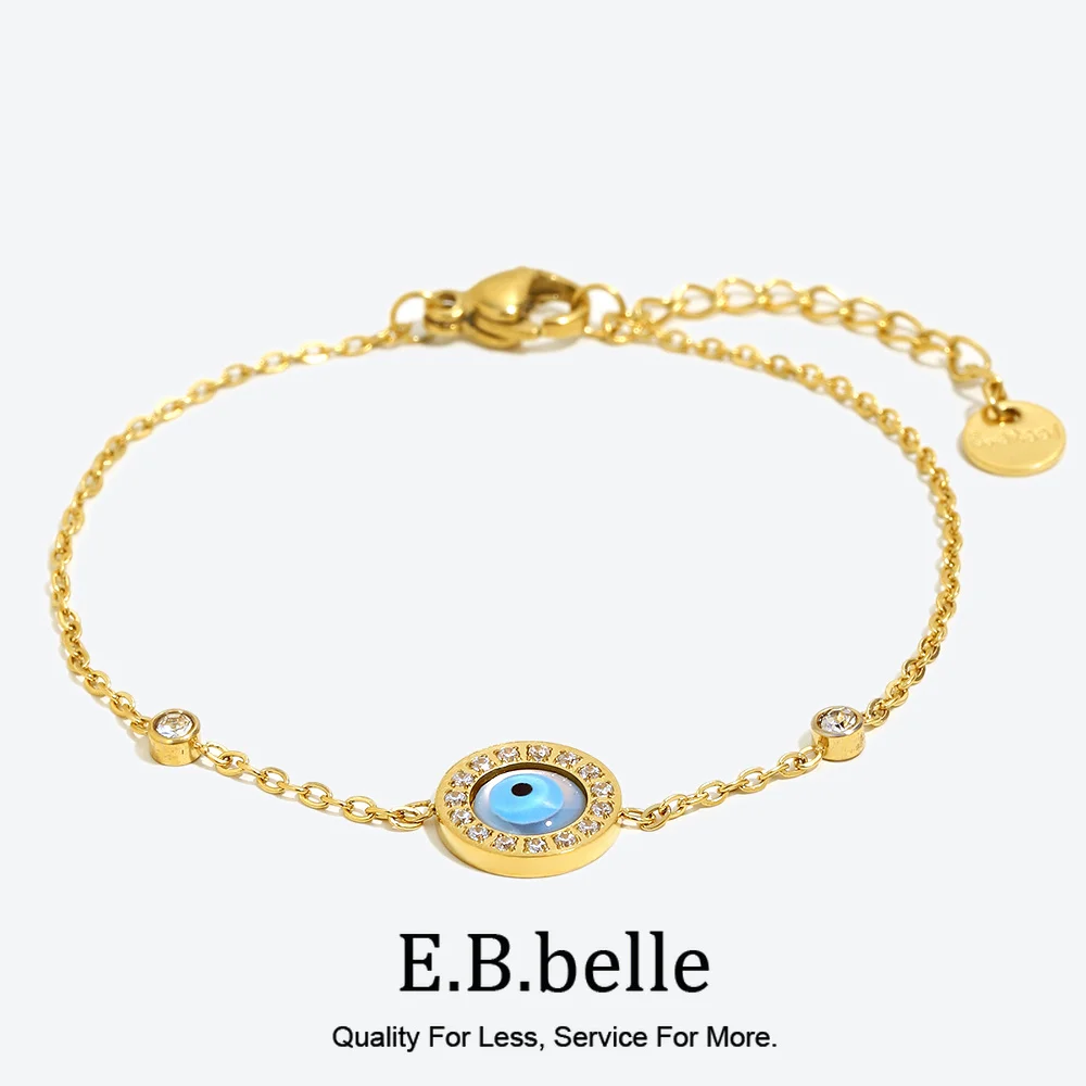 E.B.belle Mode Evil Eye Anhänger Armband PVD vergoldet Edelstahl Frauen Mädchen Urlaub Schmuck Dekoration