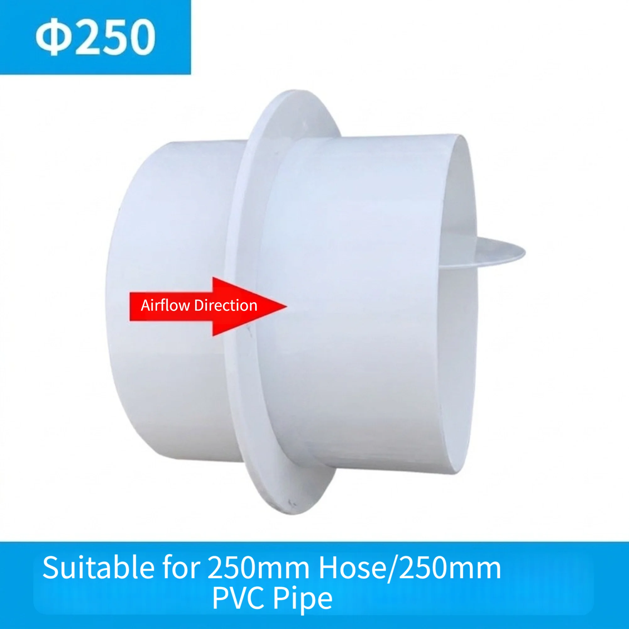 250mm PVC Check Valve White Backflow Preventer For Fresh Air Ventilation System For Exhaust Duct Fan Return Flue Accessories