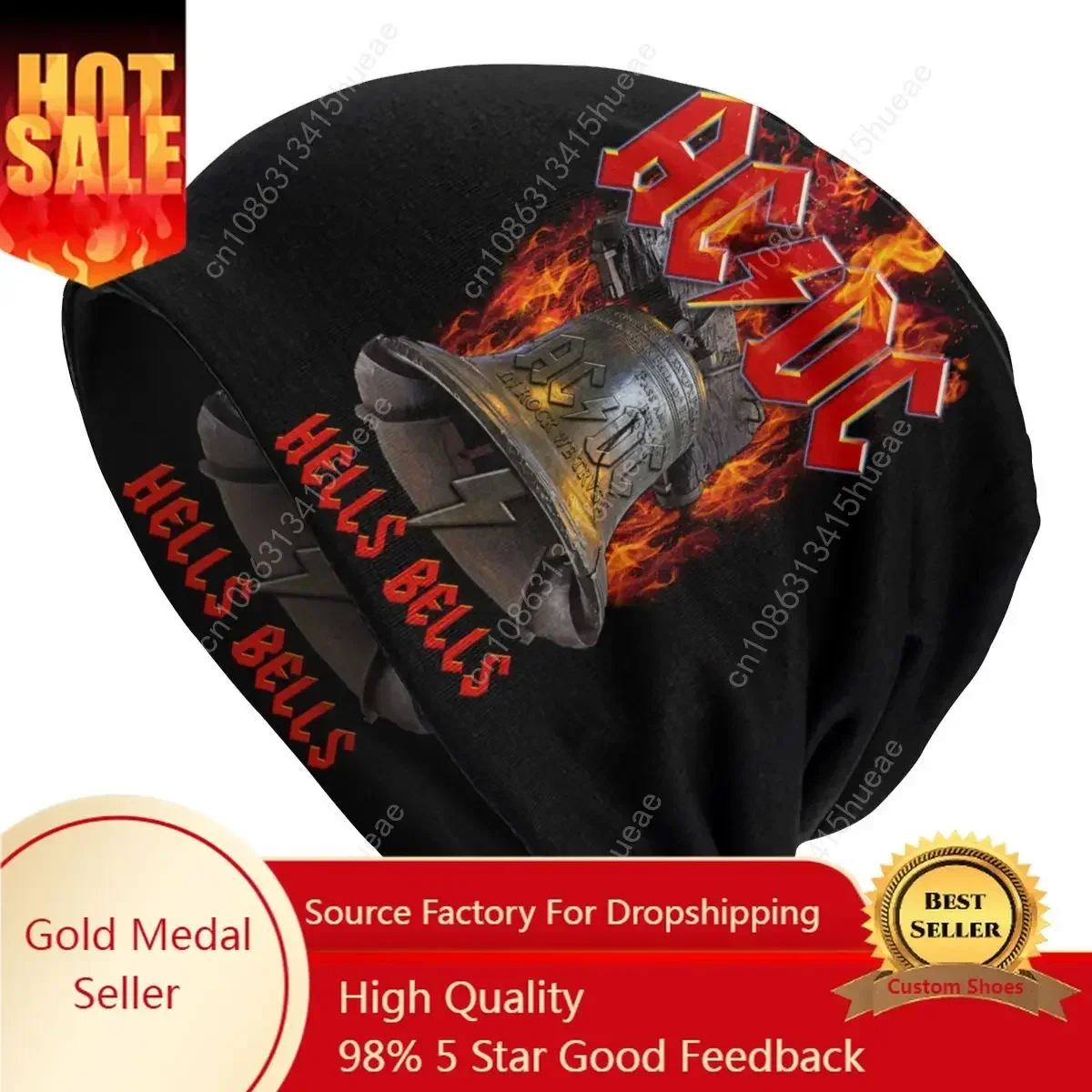 

AC DC Hells Bells Bonnet Beanie Knit Hat Men Women Fashion Unisex Retro Rock Heavy Metal Winter Warm Skullies Beanies Cap